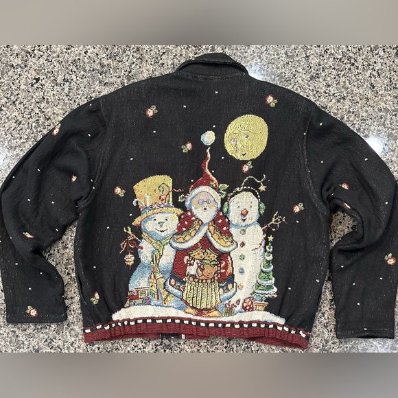 ✨VTG✨ Painted Pony Sweater Christmas Santa
Snowman Tapestry Jacket Med 🎅🏼☃️🎄 - Picture 13 of 15